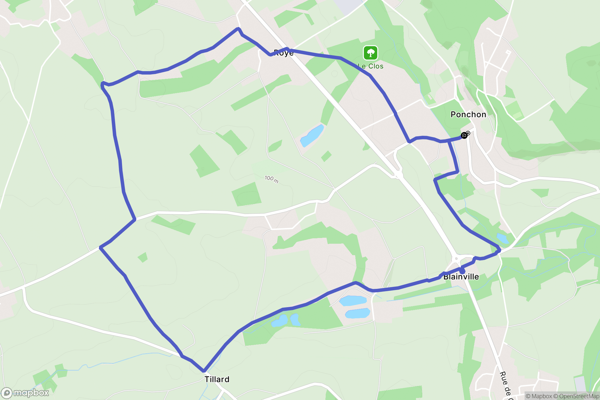 Ponchon : carte du parcours de randonnée - France