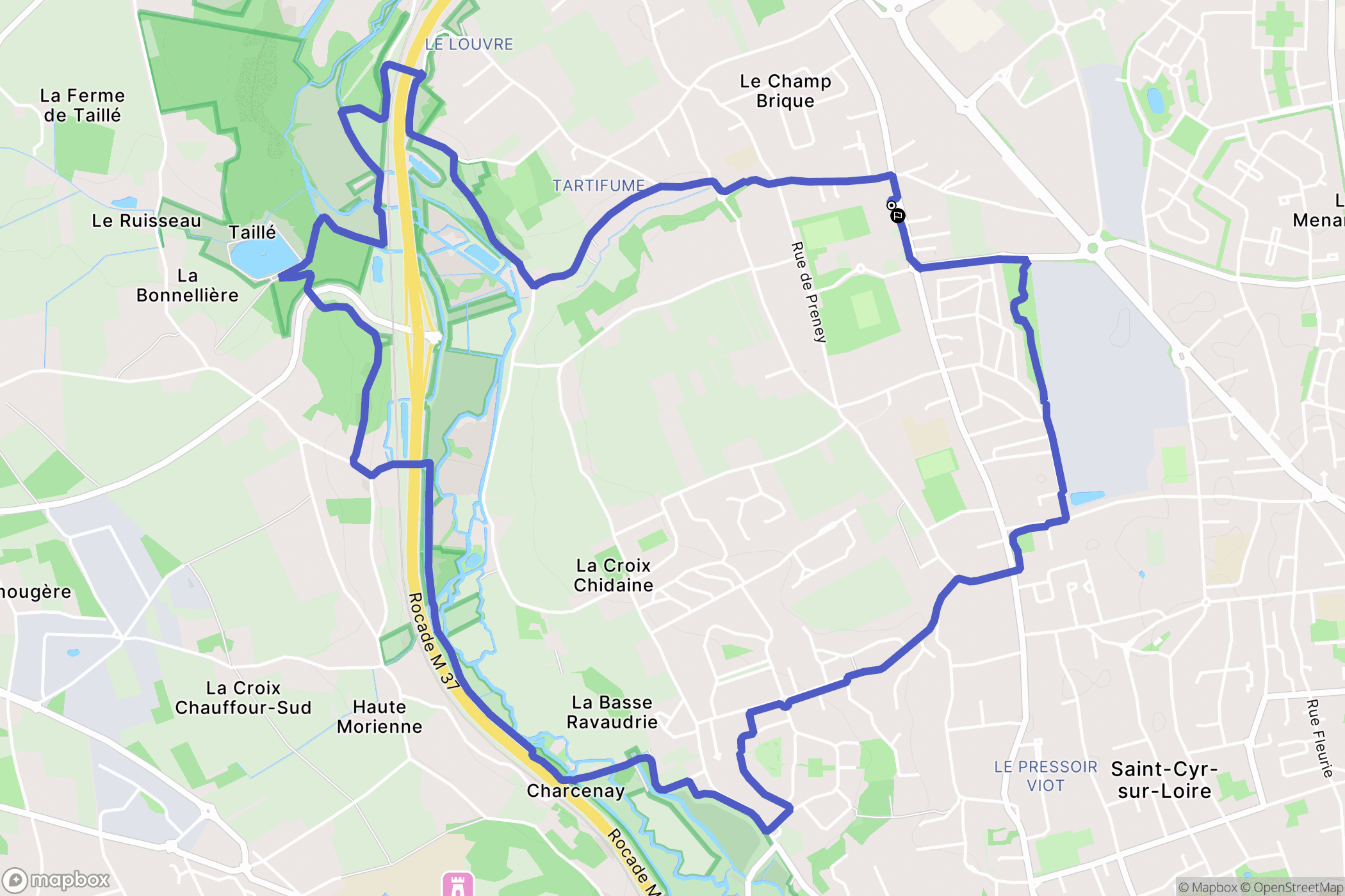 Saint-Cyr-sur-Loire : carte du parcours de randonnée - France