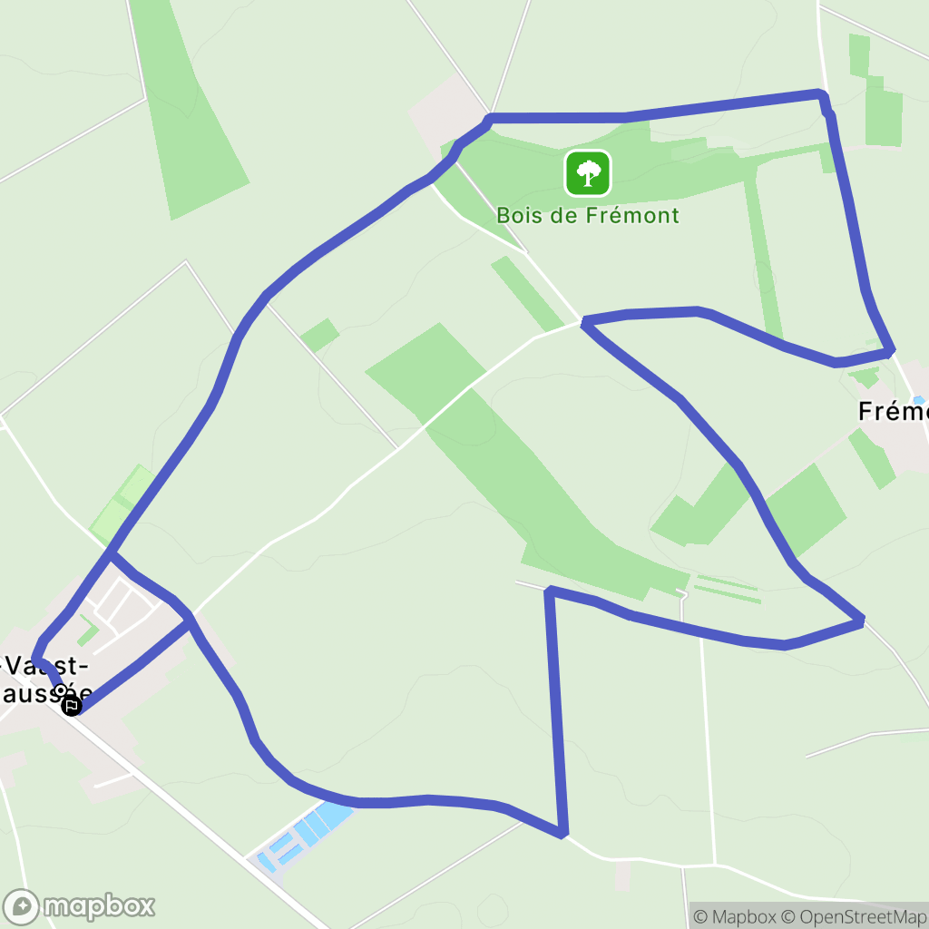 Saint-Vaast-en-Chaussée : carte du parcours de randonnée - France