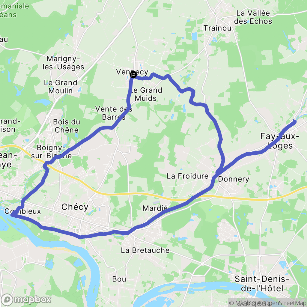 Vennecy : carte du parcours de randonnée - France
