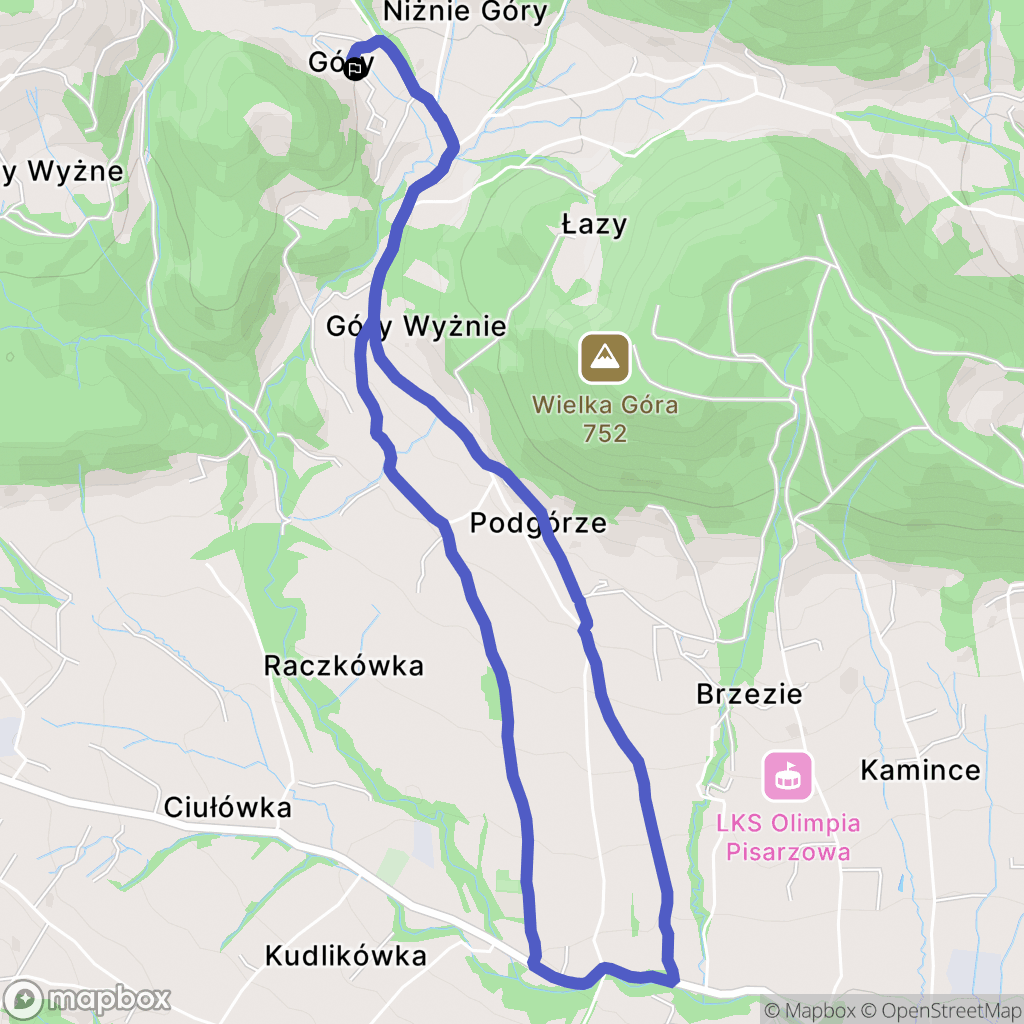 Pisarzowa: mapa trasy - Poland