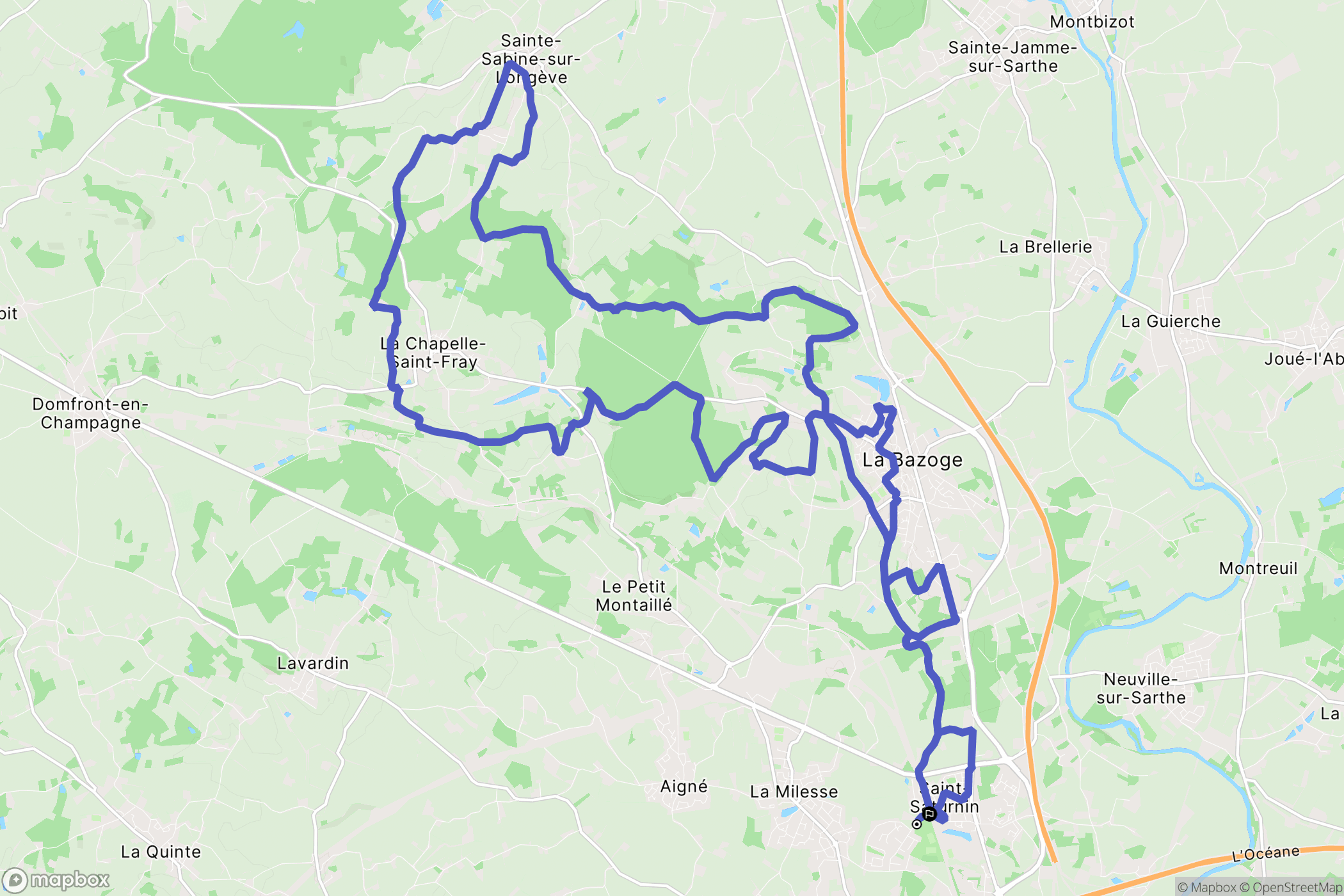 Saint-Saturnin : carte du parcours de randonnée - France