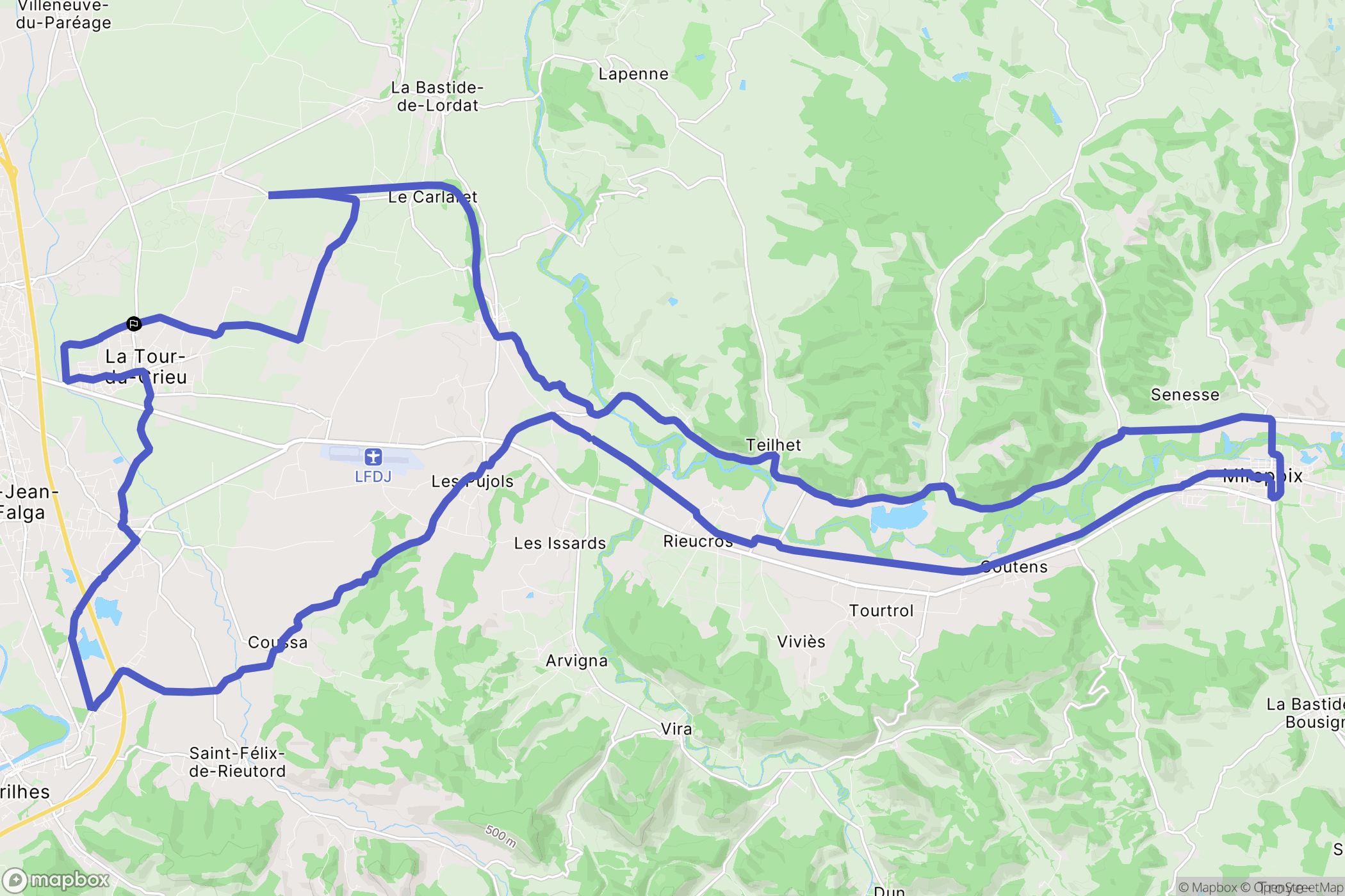 La Tour-du-Crieu : carte du parcours de randonnée - France