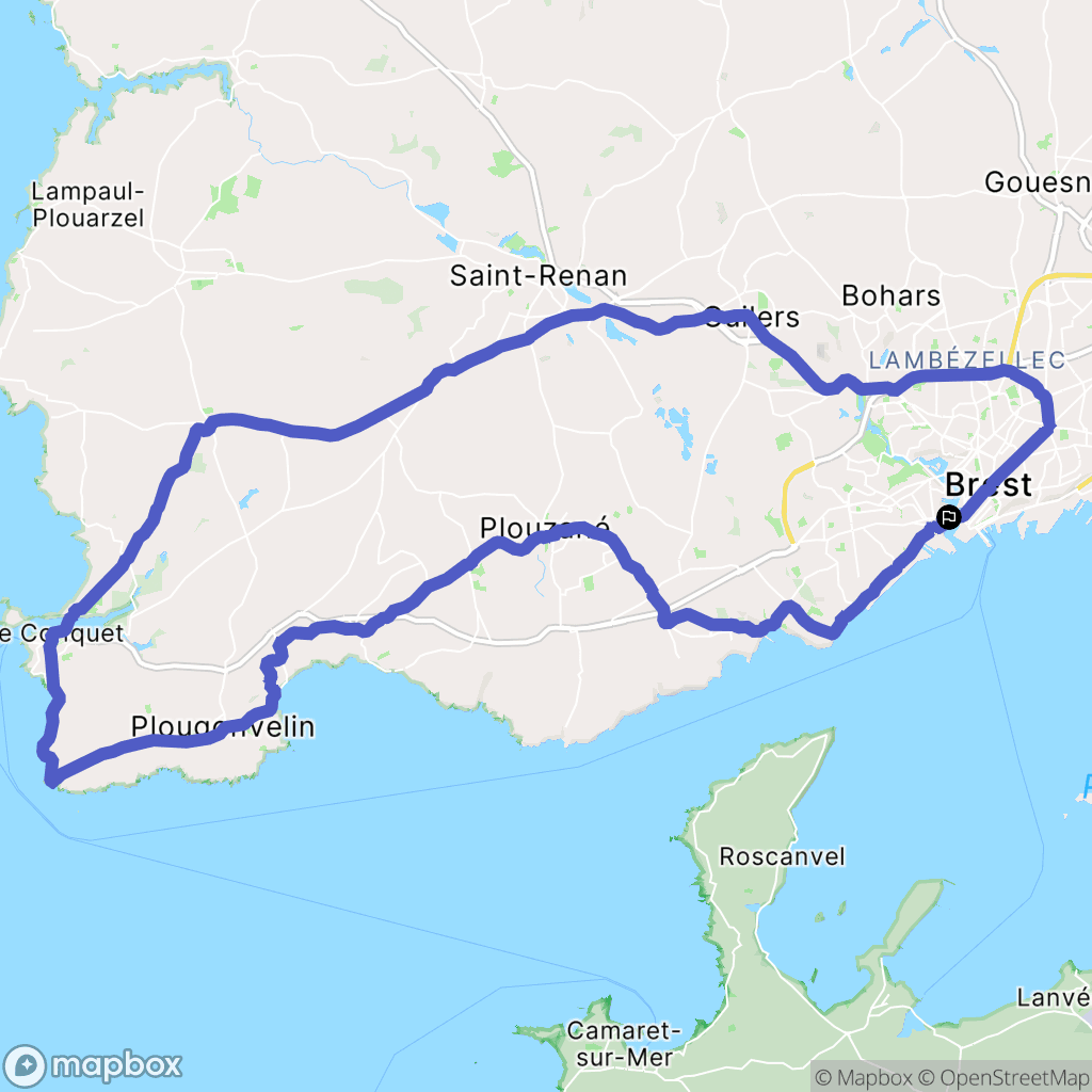 Brest : carte du parcours de randonnée - France