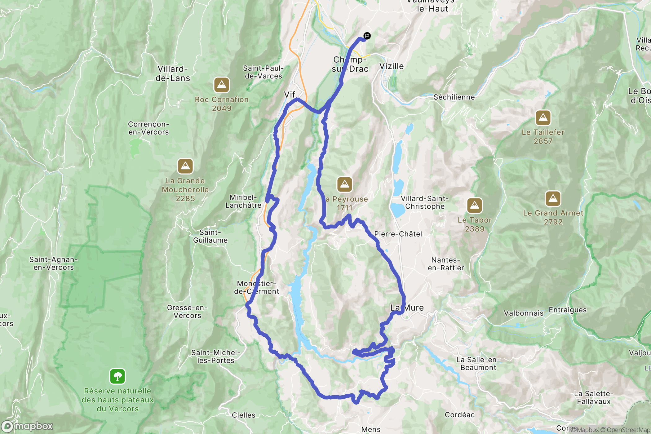 Jarrie : carte du parcours de randonnée - France
