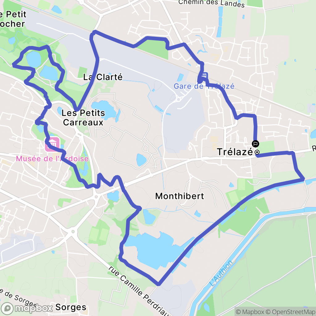 Trélazé : carte du parcours de randonnée - France