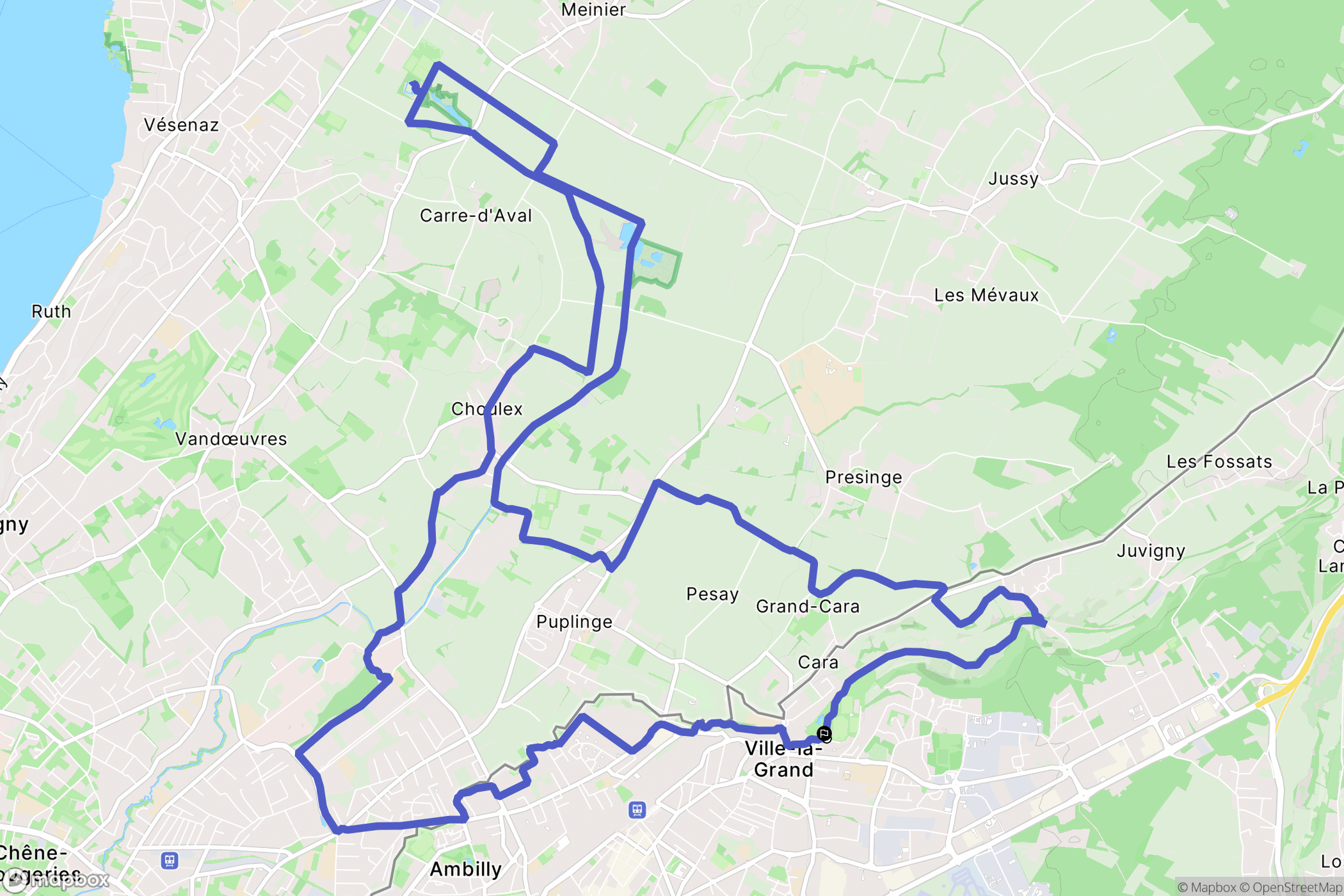 Ville-la-Grand : carte du parcours de randonnée - France