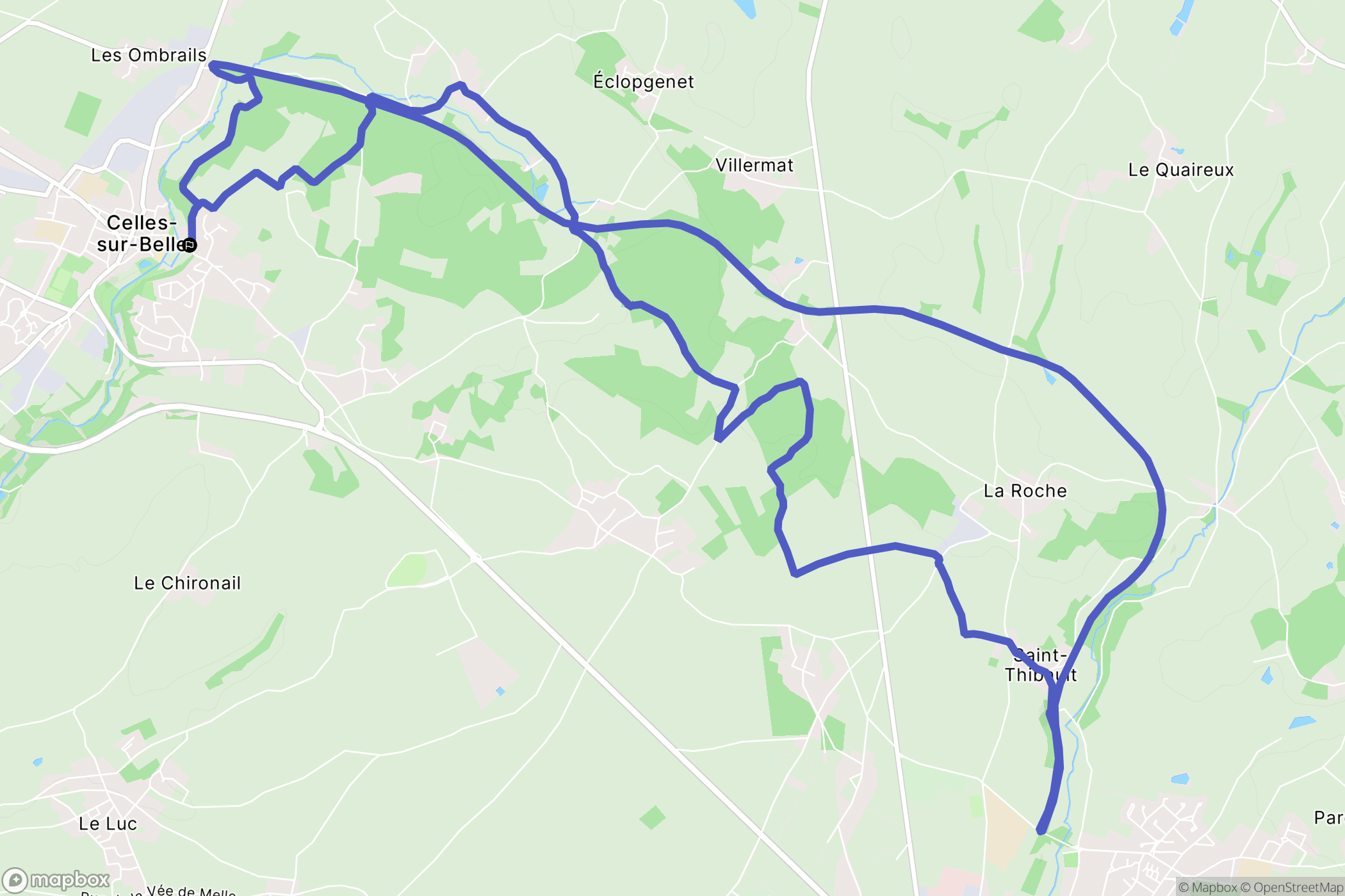 Celles-sur-Belle : carte du parcours de randonnée - France