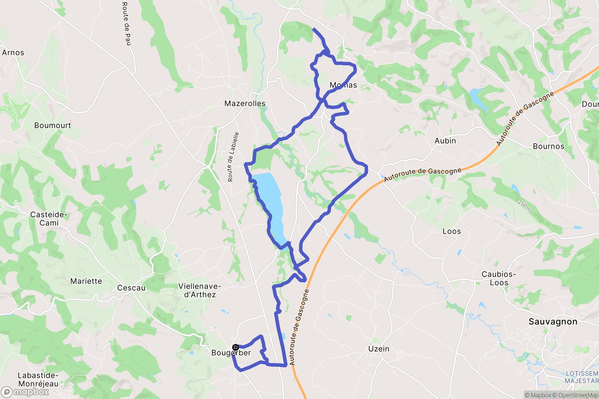 Bougarber : carte du parcours de randonnée - France