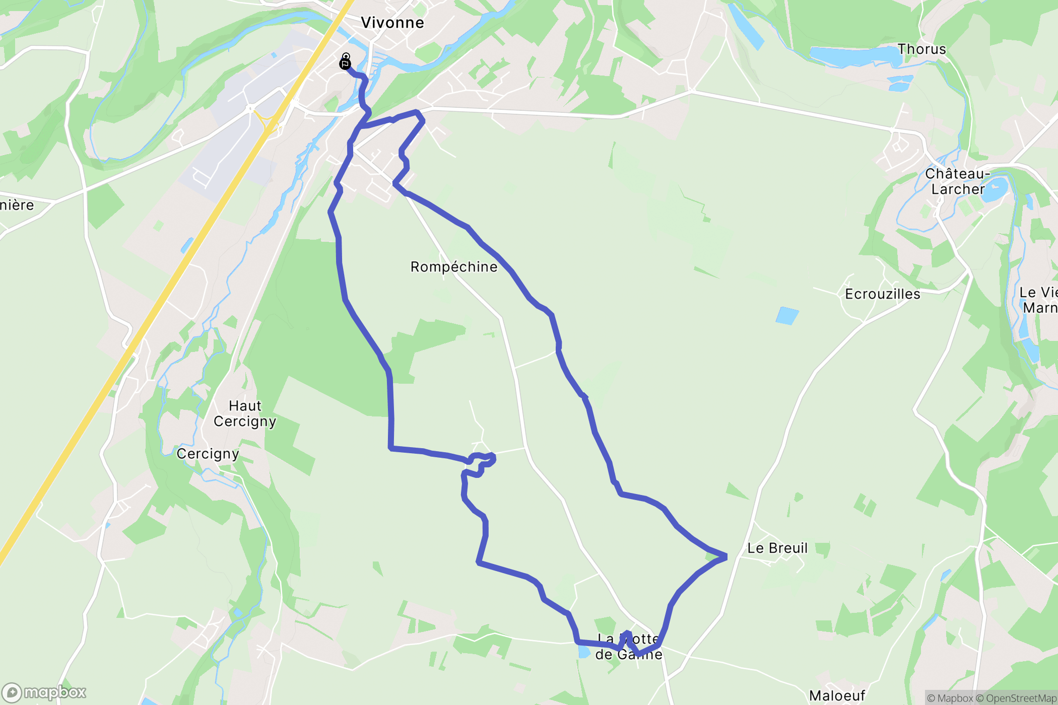 Vivonne : carte du parcours de randonnée - France