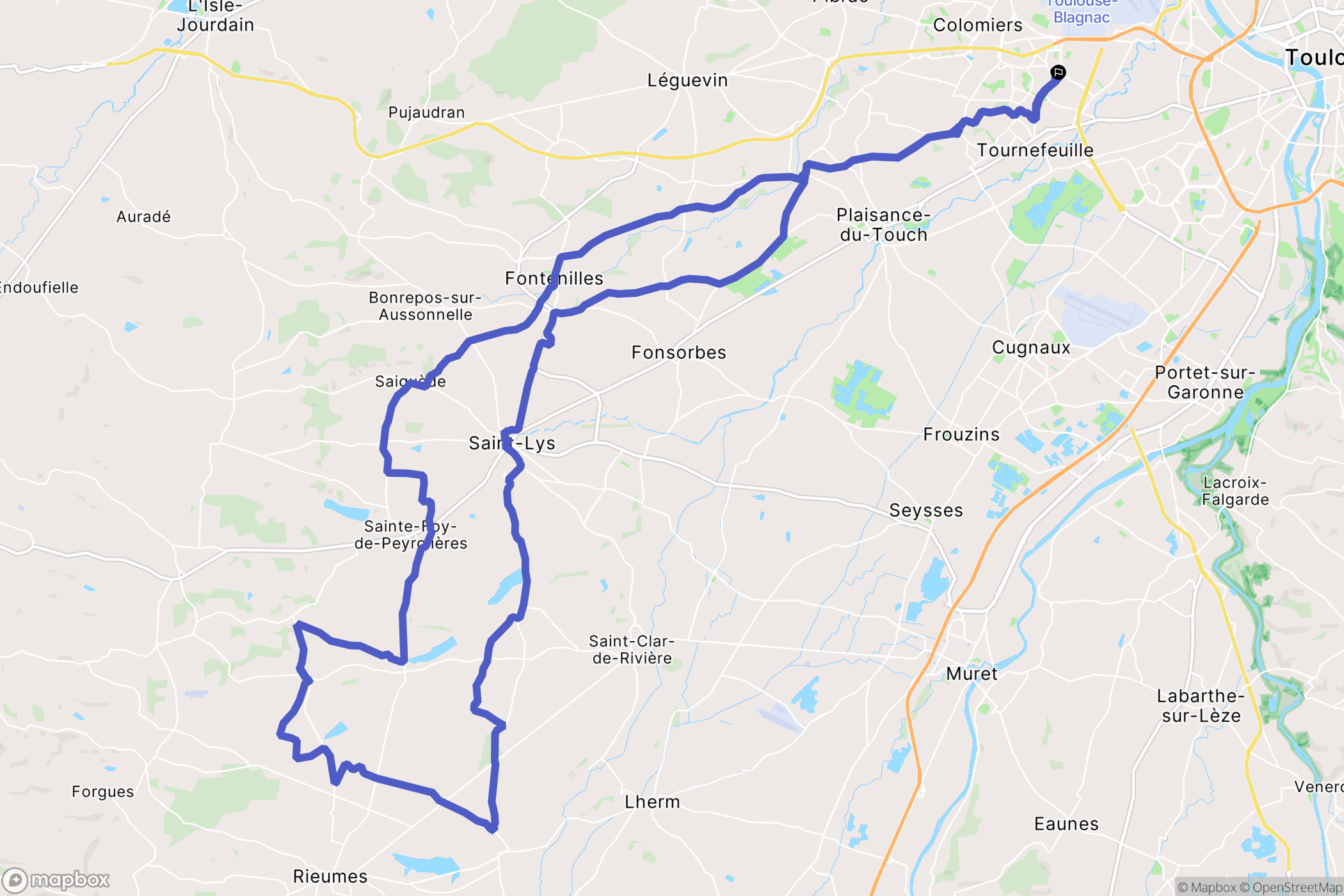Colomiers : carte du parcours de randonnée - France