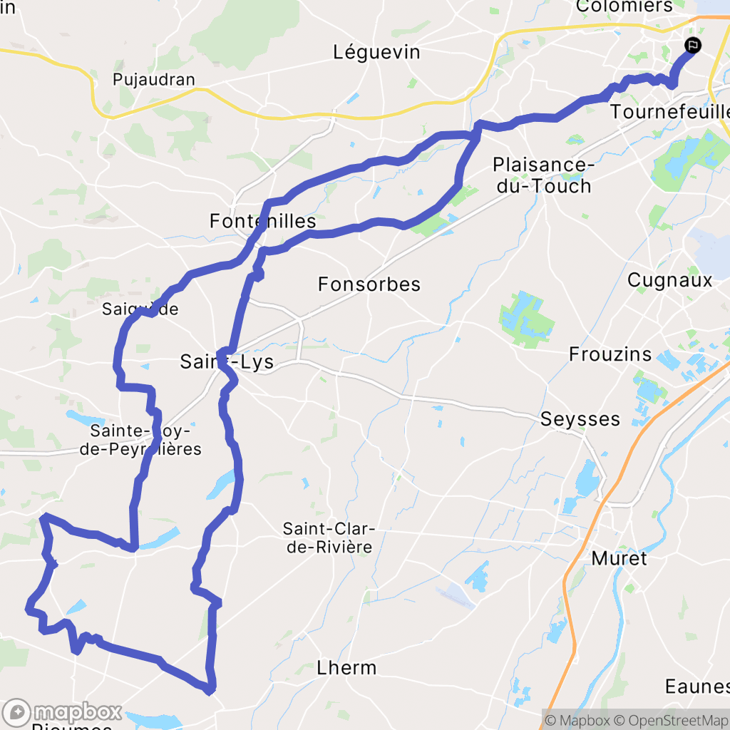 Colomiers : carte du parcours de randonnée - France