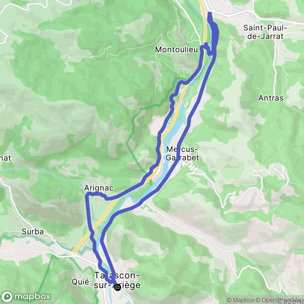 Tarascon-sur-Ariège : carte du parcours de randonnée - France