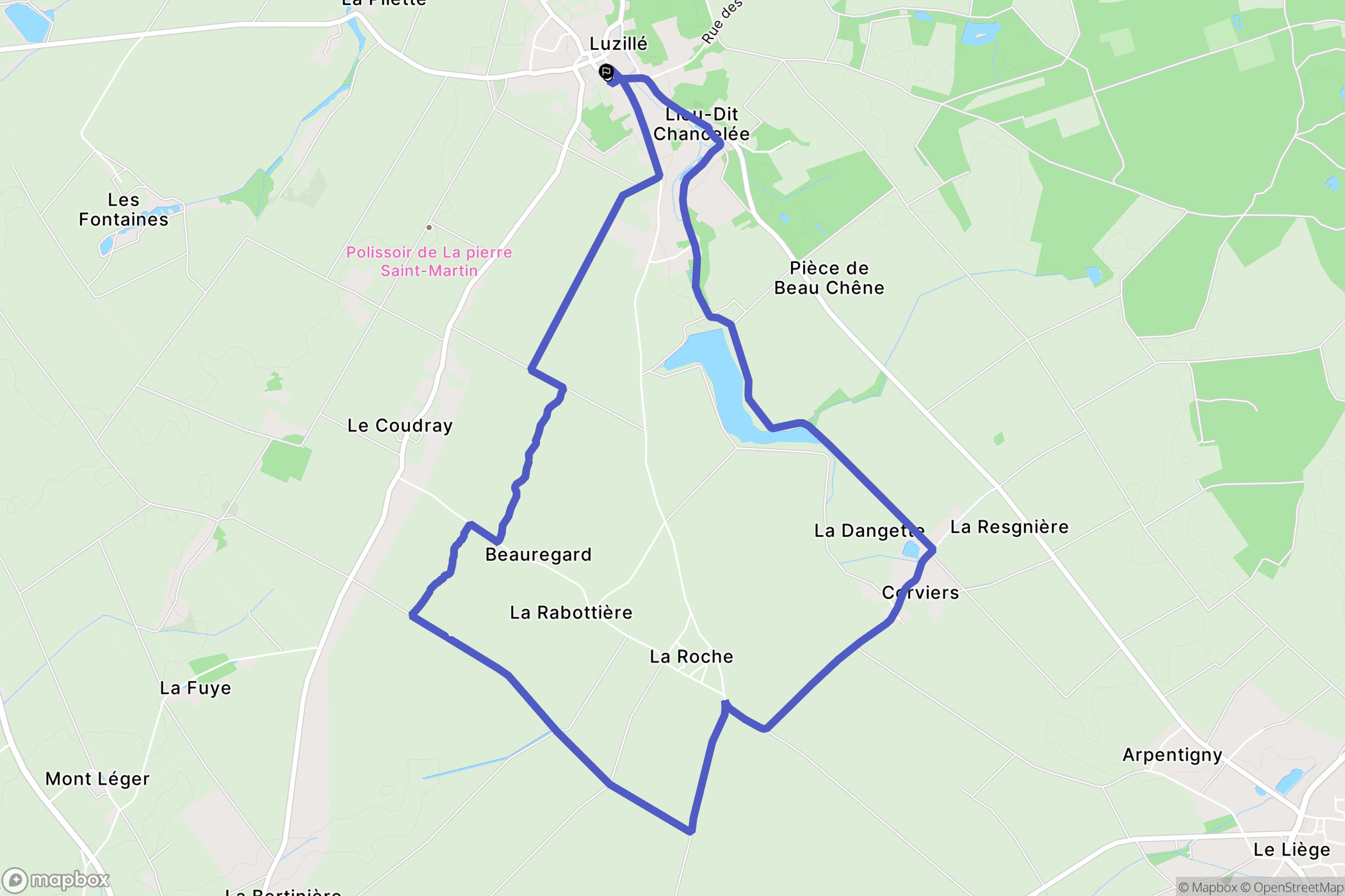 Luzillé : carte du parcours de randonnée - France