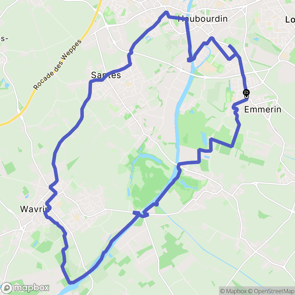 Emmerin : carte du parcours de randonnée - France