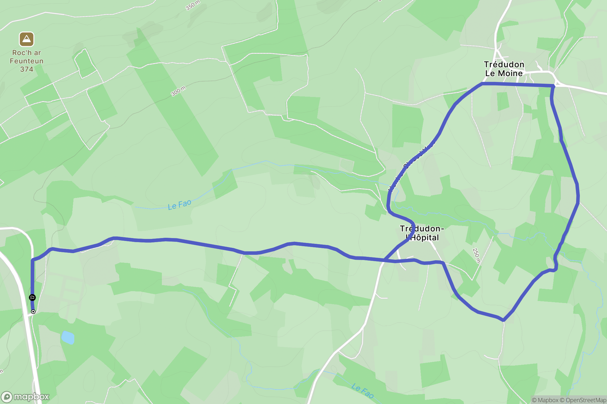 La Feuillée : carte du parcours de randonnée - France