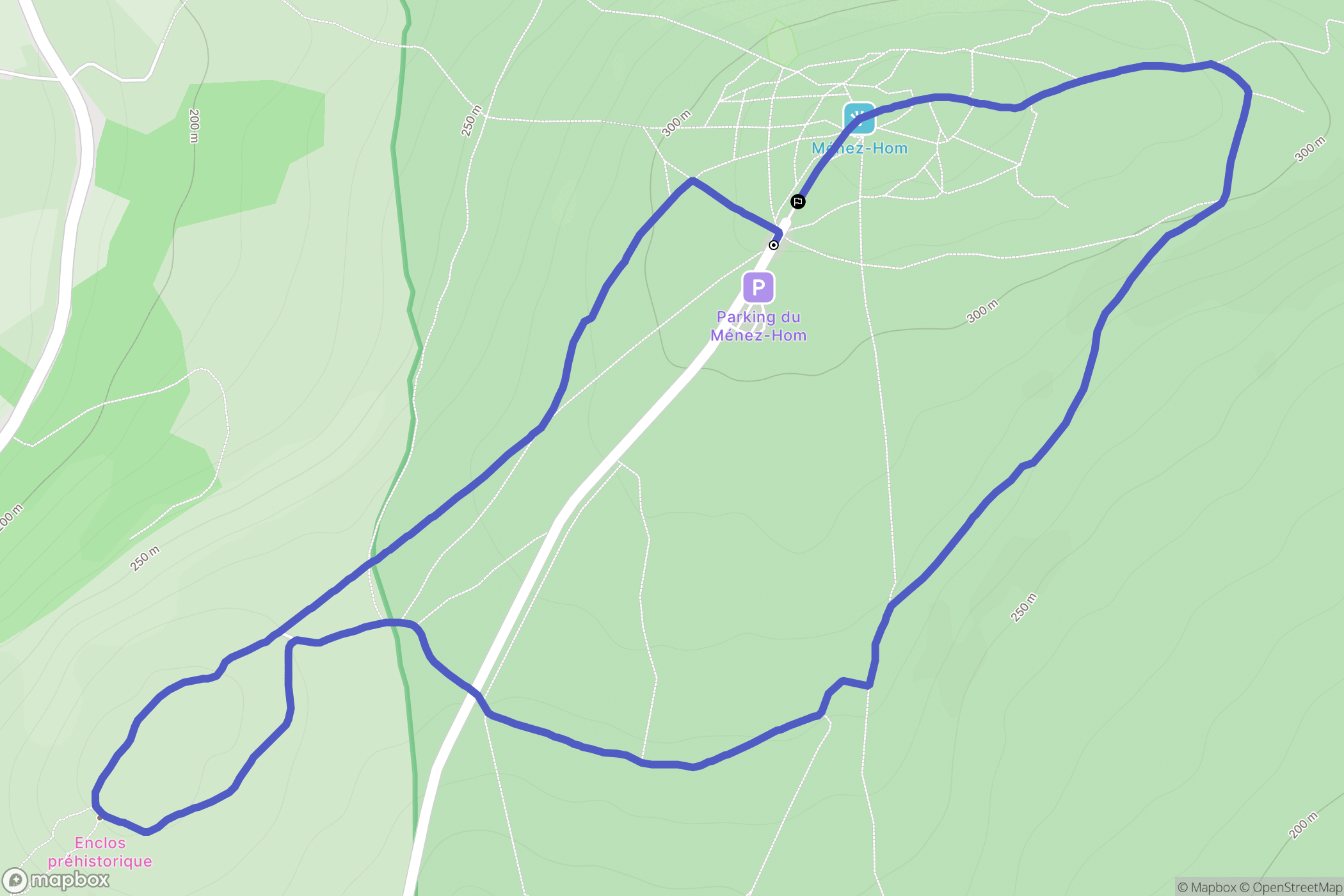Dinéault : carte du parcours de randonnée - France