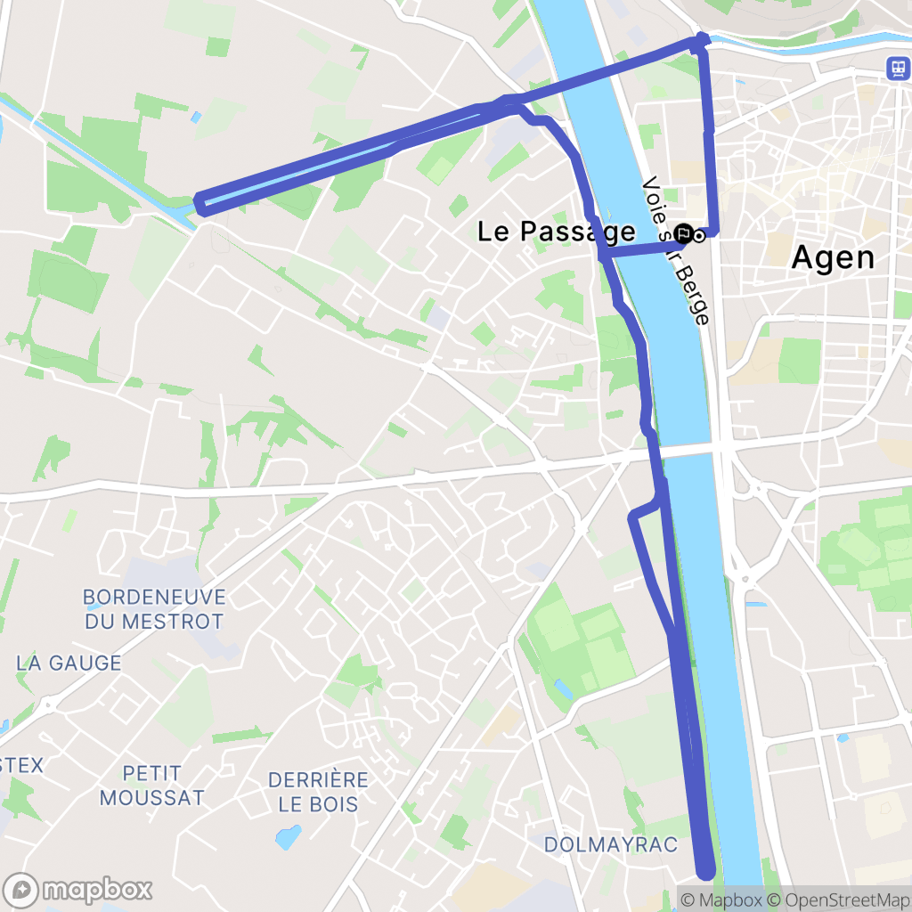 Agen : carte du parcours de randonnée - France
