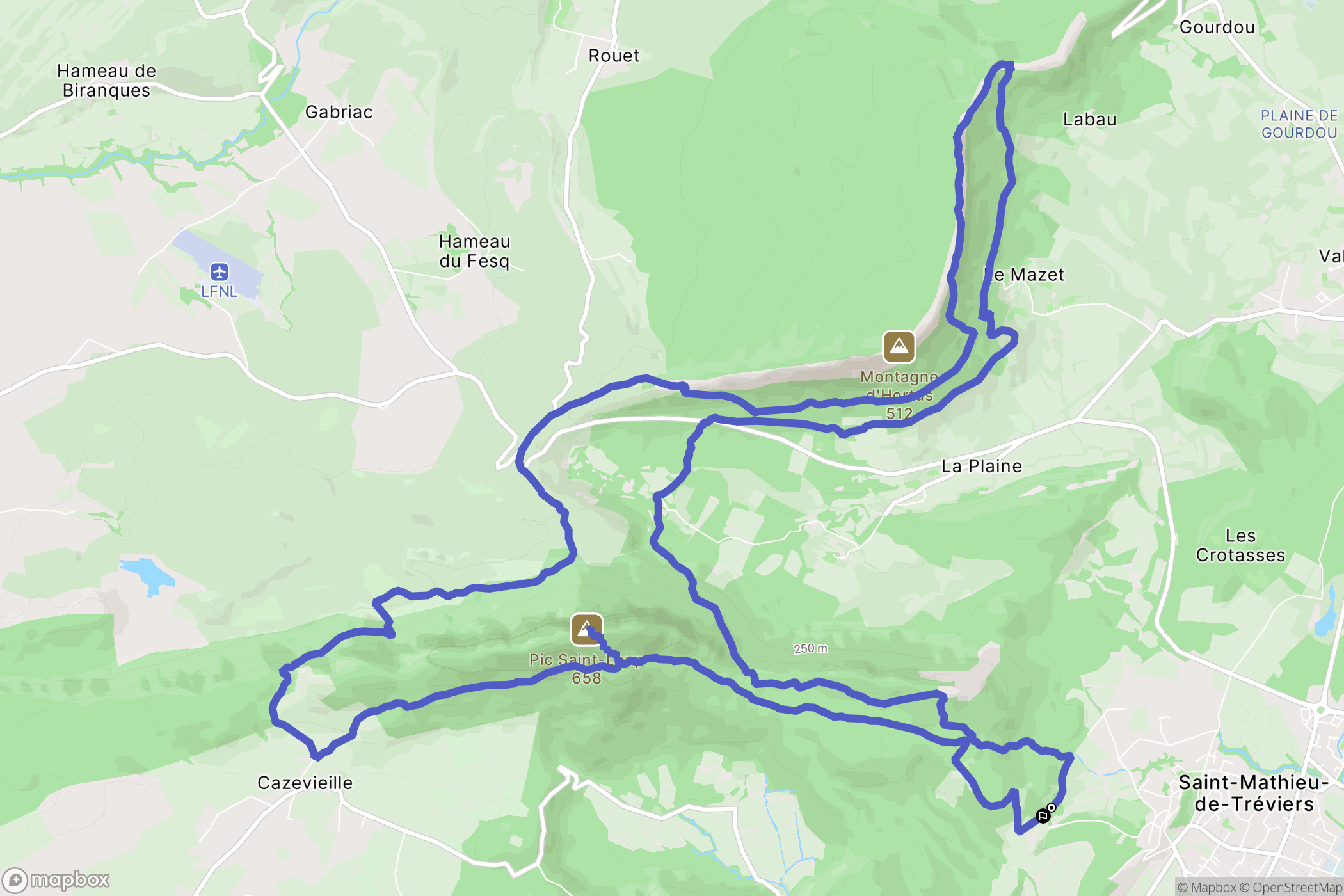 Saint-Mathieu-de-Tréviers : carte du parcours de randonnée - France