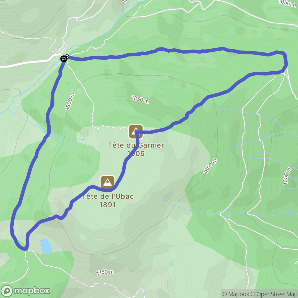 Péone : carte du parcours de randonnée - France