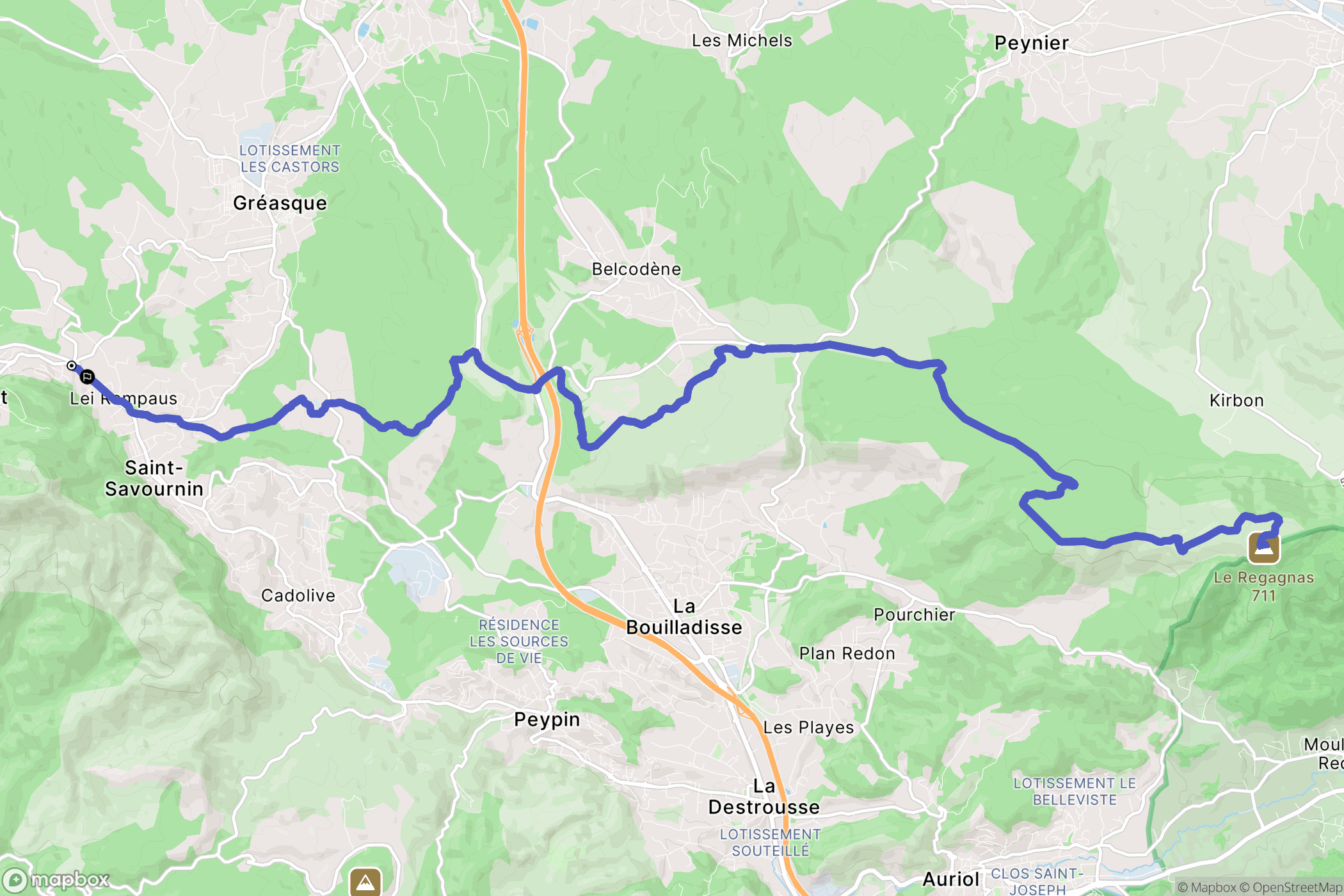 Mimet : carte du parcours de randonnée - France