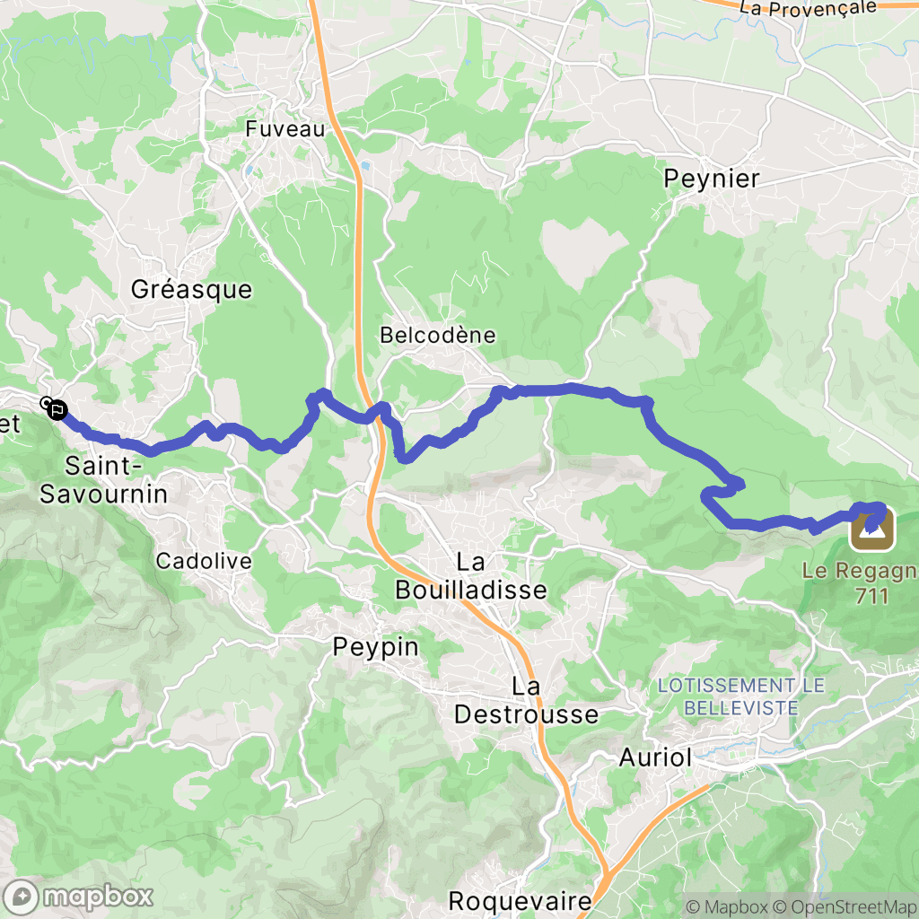 Mimet : carte du parcours de randonnée - France