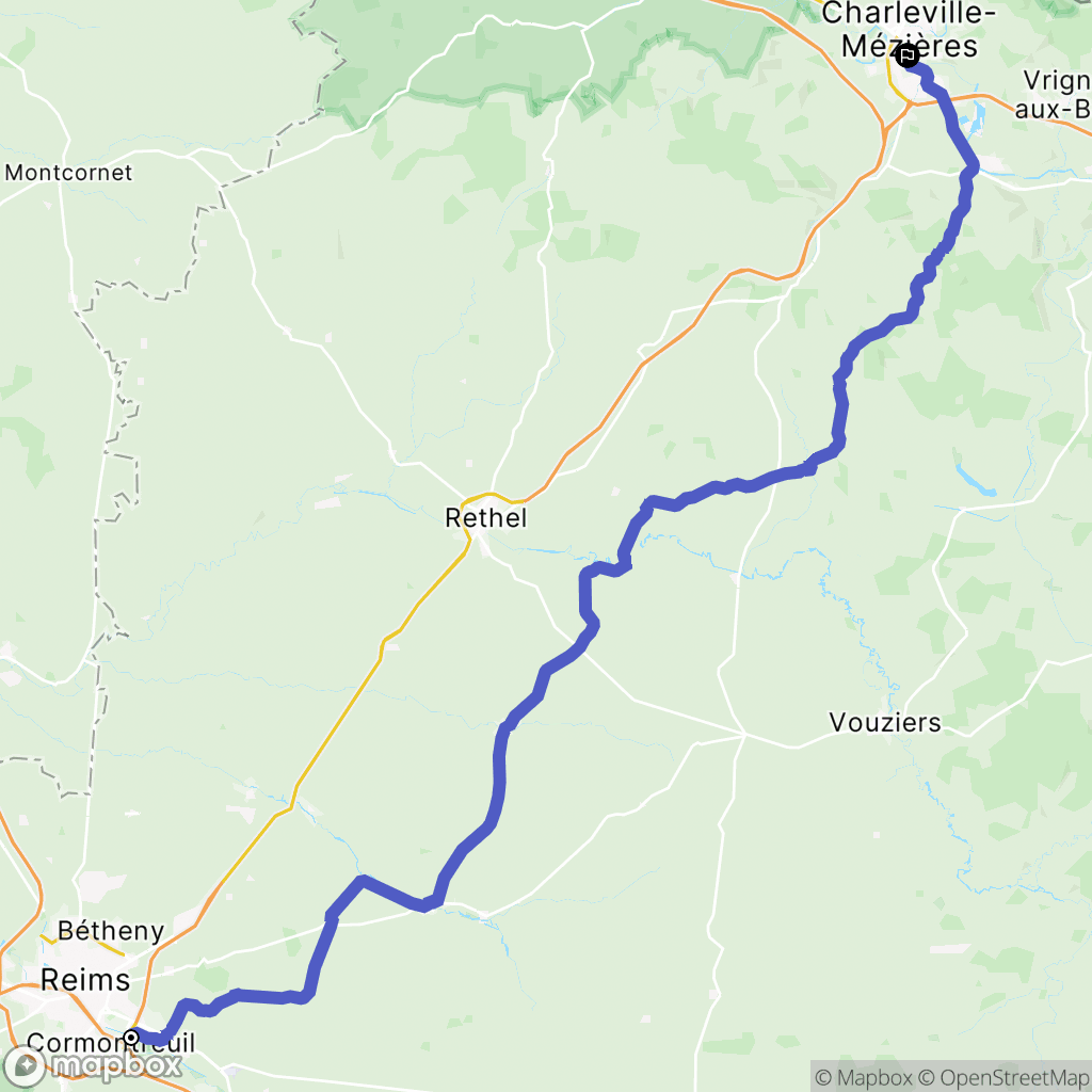Reims : carte du parcours de randonnée - France