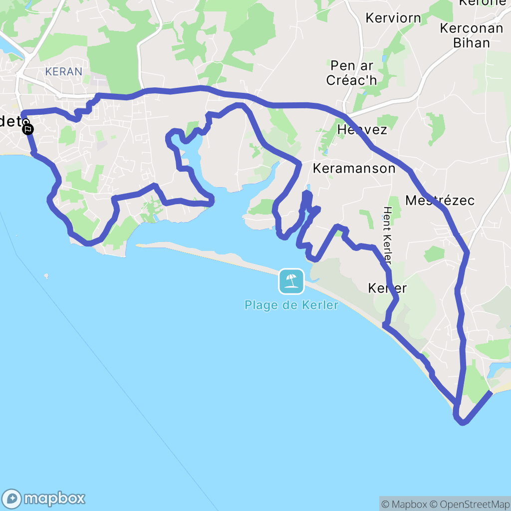 Bénodet : carte du parcours de randonnée - France