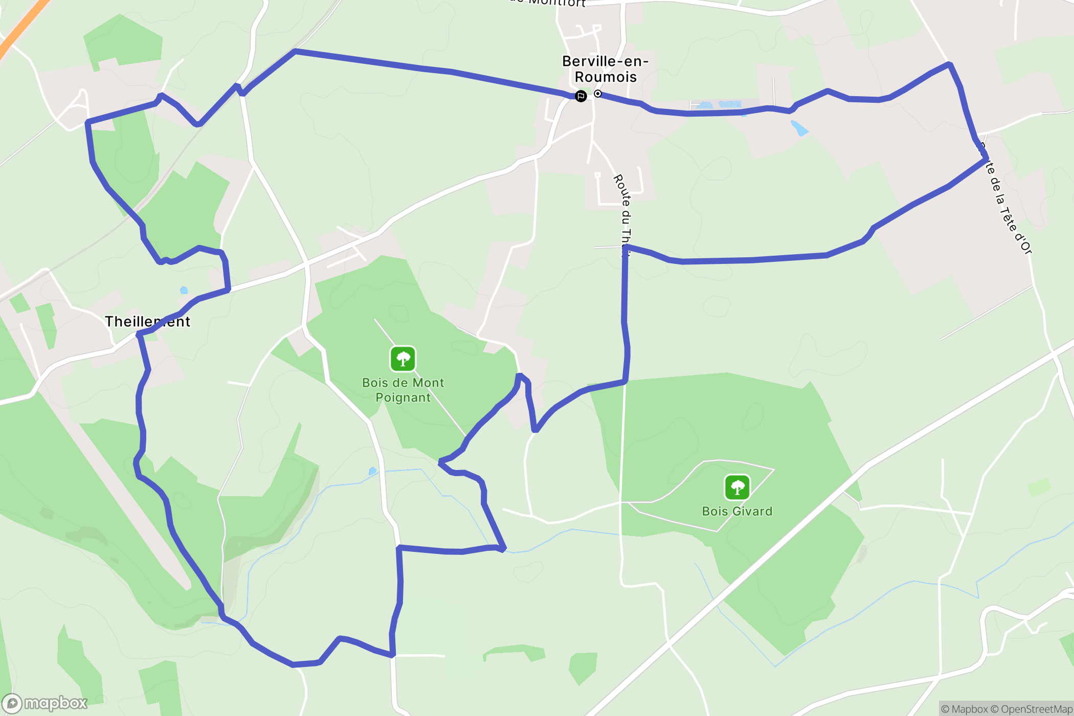 Les Monts du Roumois : carte du parcours de randonnée - France