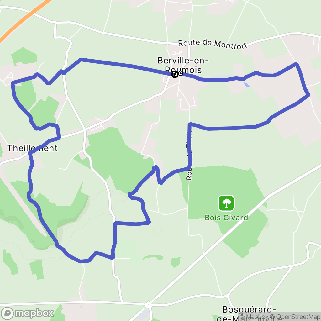 Les Monts du Roumois : carte du parcours de randonnée - France
