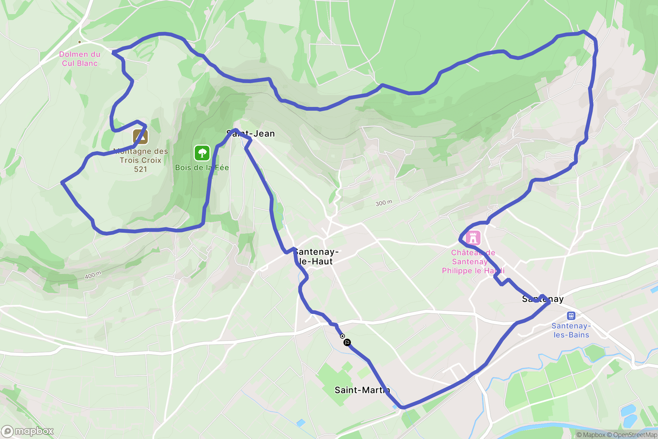 Santenay : carte du parcours de randonnée - France