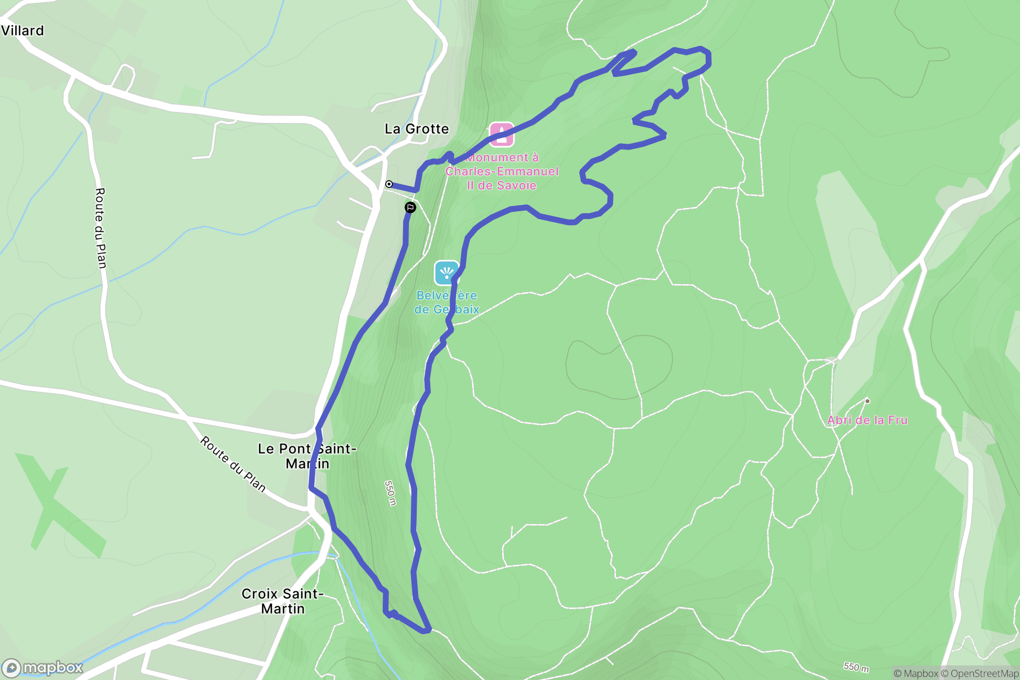 Saint-Christophe : carte du parcours de randonnée - France