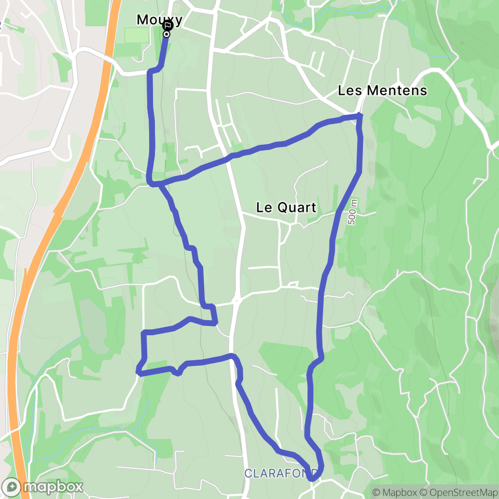 Mouxy : carte du parcours de randonnée - France