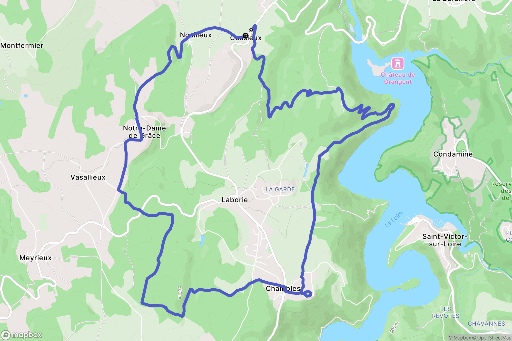 Chambles : carte du parcours de randonnée - France