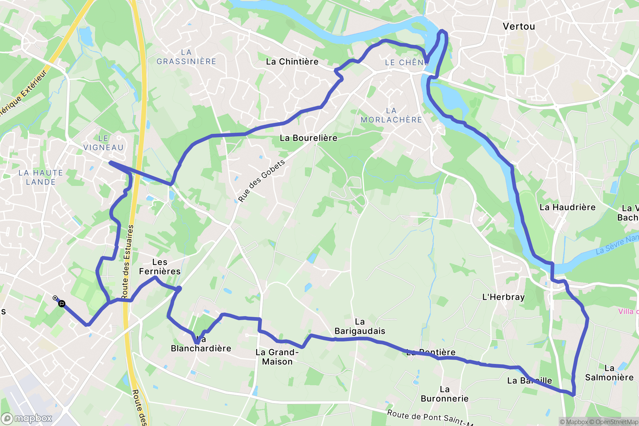 Les Sorinières : carte du parcours de randonnée - France