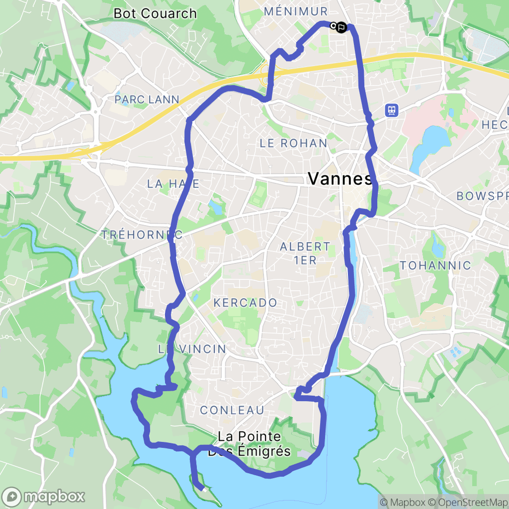 Vannes : carte du parcours de randonnée - France