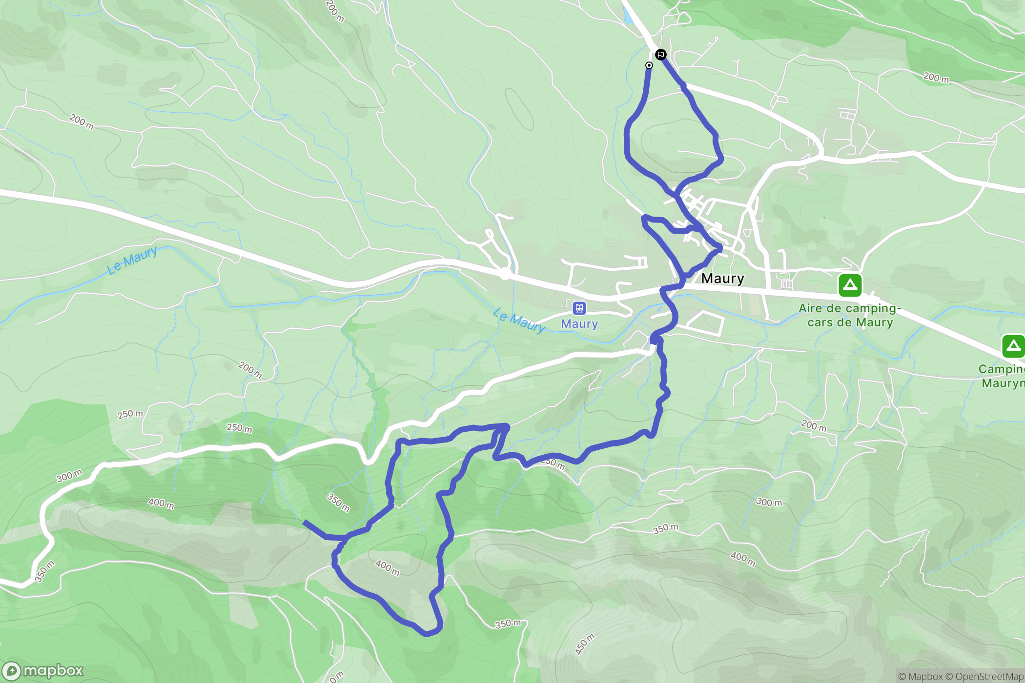 Maury : carte du parcours de randonnée - France