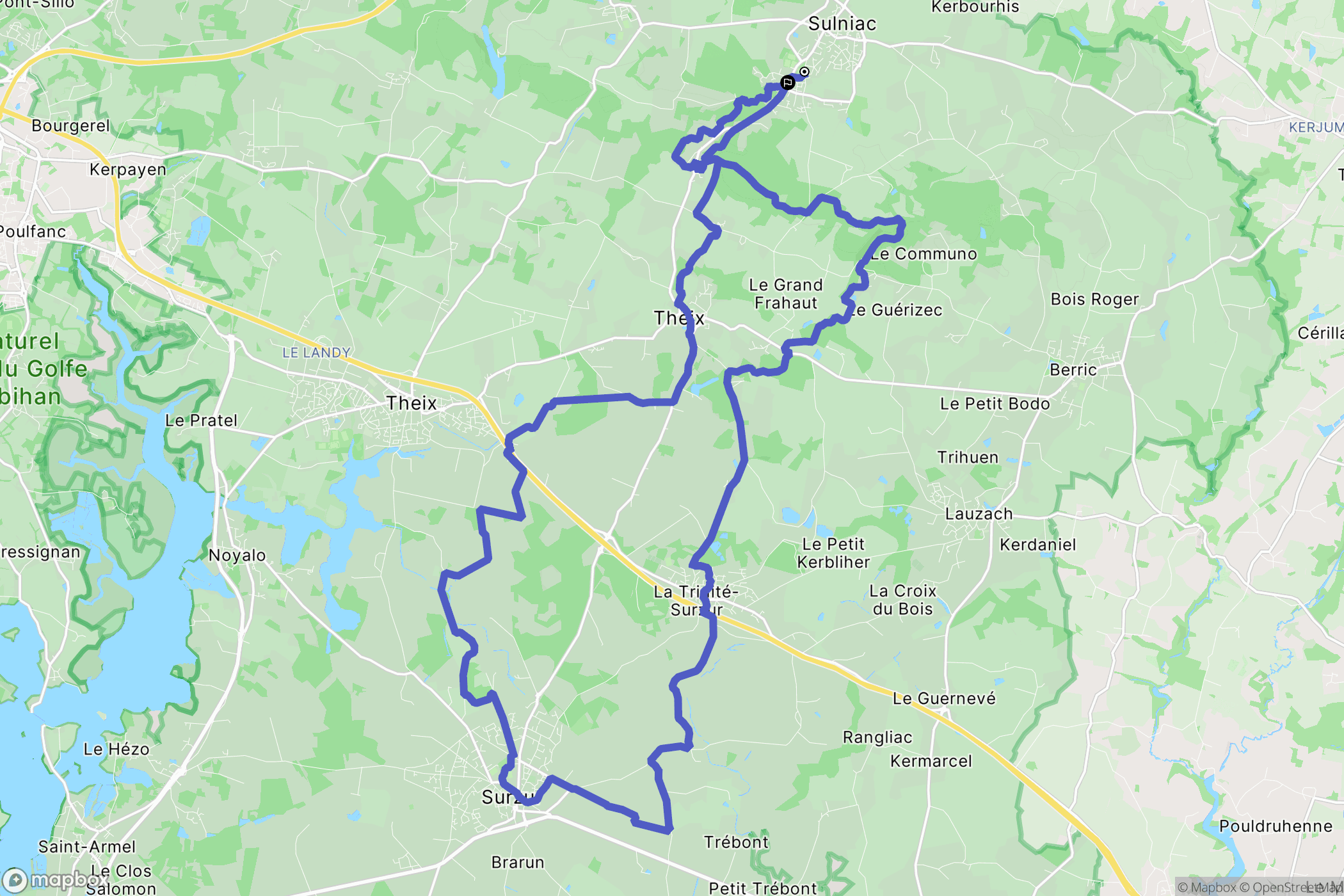 Sulniac : carte du parcours de randonnée - France