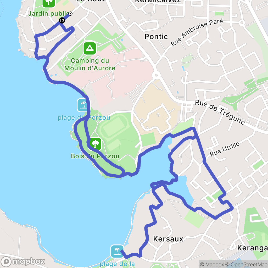 Concarneau : carte du parcours de randonnée - France