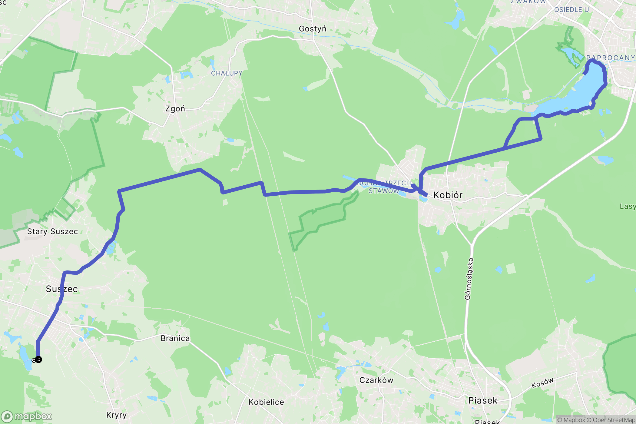Suszec: mapa trasy - Poland