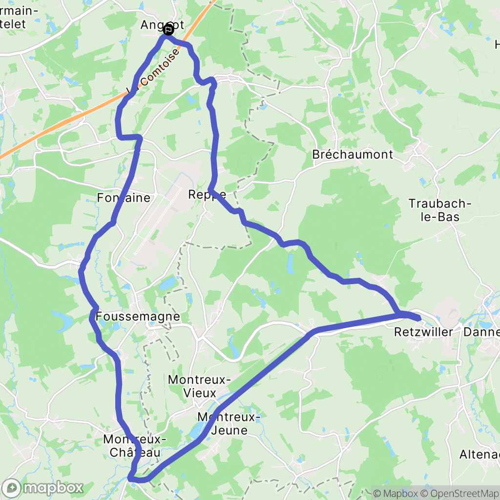 Angeot : carte du parcours de randonnée - France