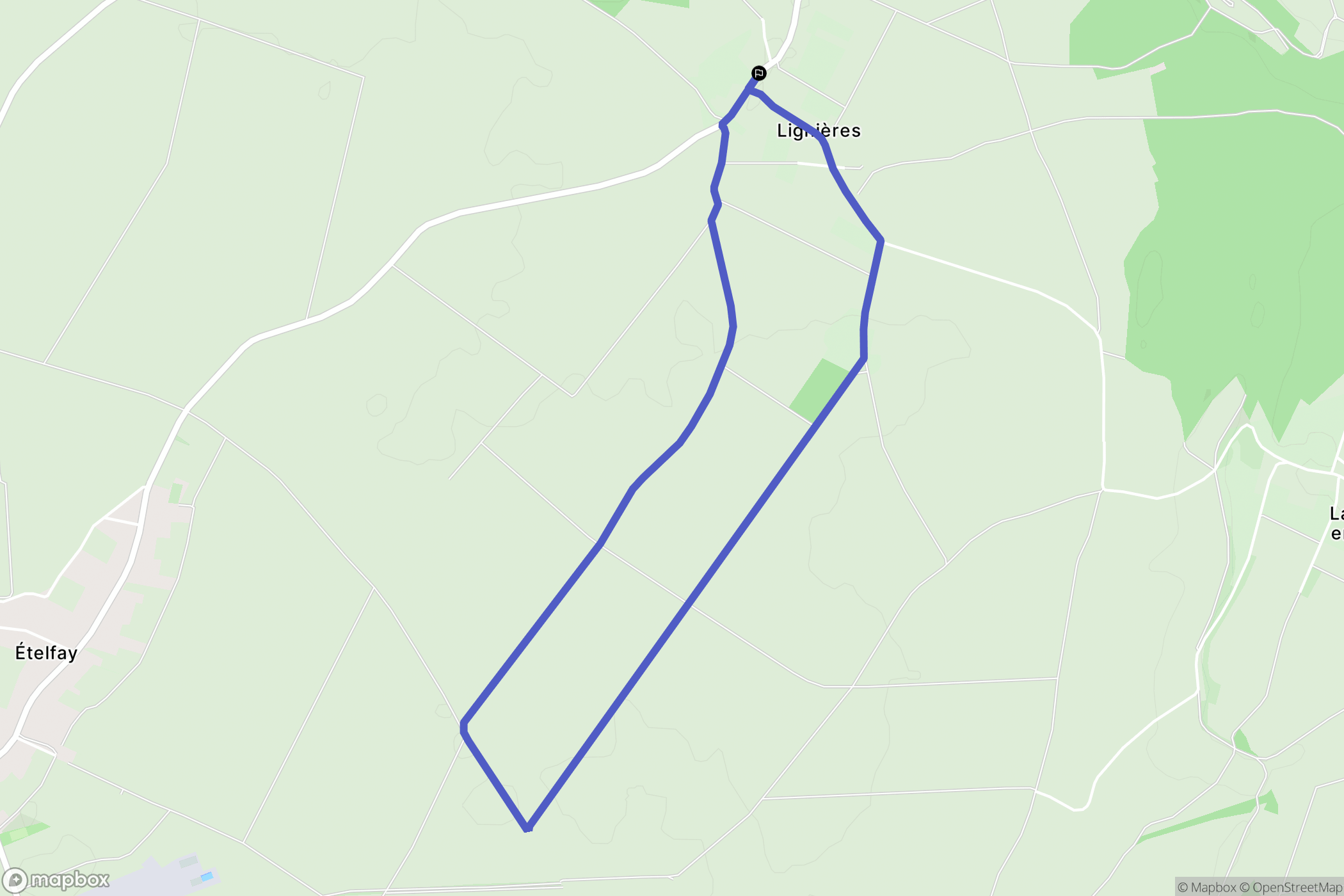 Lignières : carte du parcours de randonnée - France