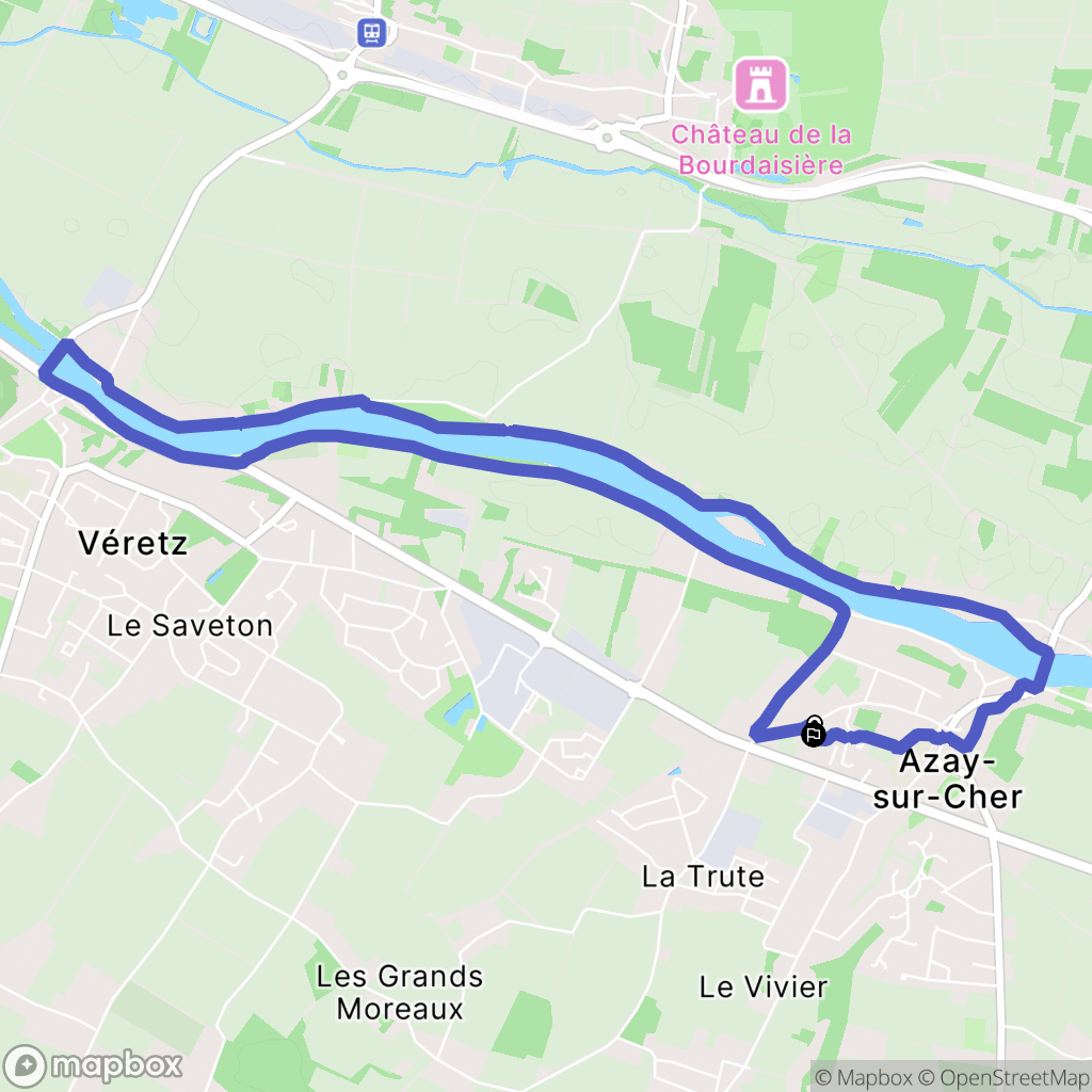 Azay-sur-Cher : carte du parcours de randonnée - France