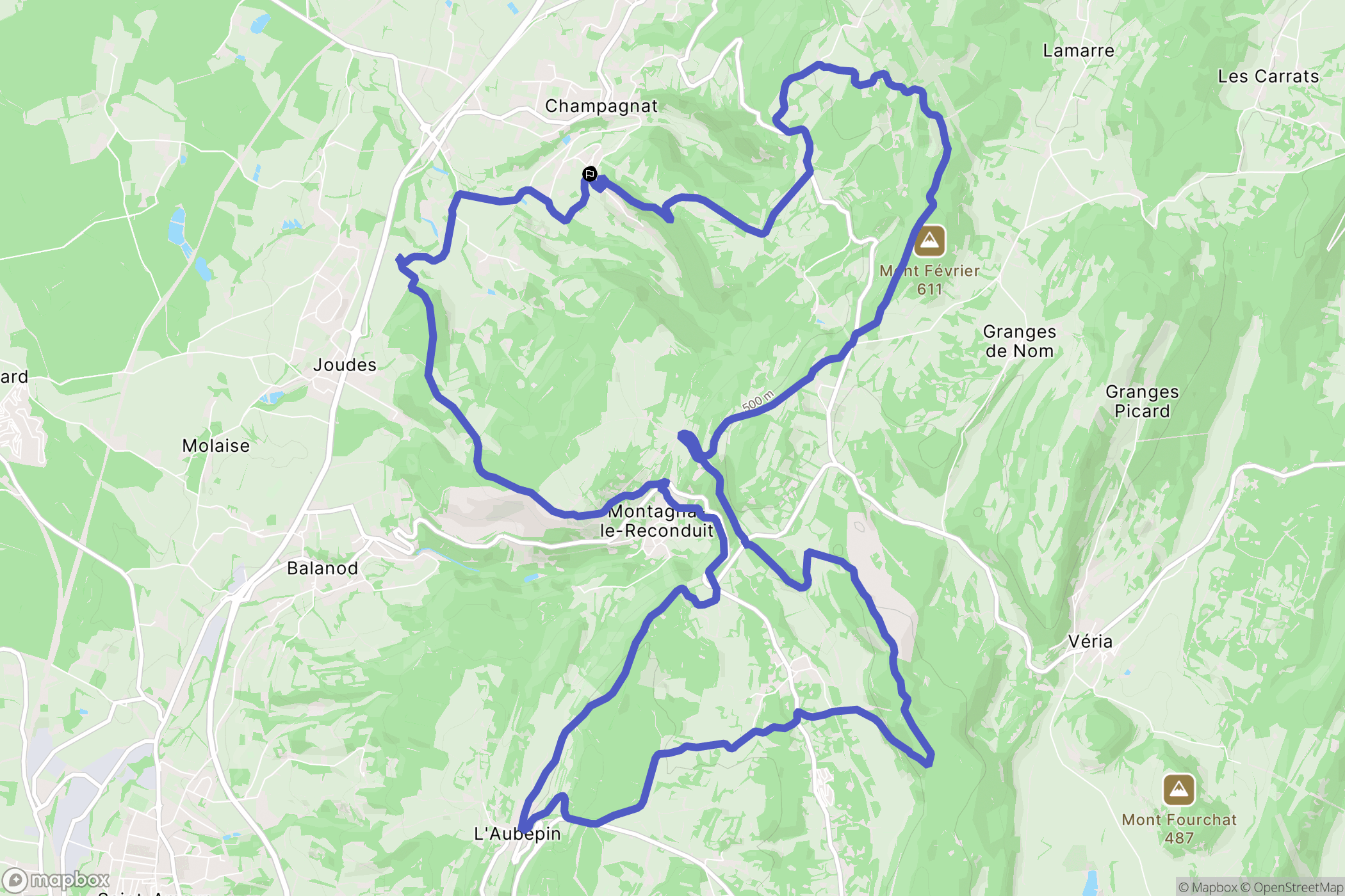 Champagnat : carte du parcours de randonnée - France