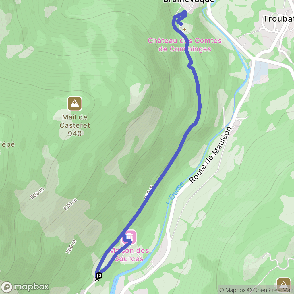 Mauléon-Barousse : carte du parcours de randonnée - France