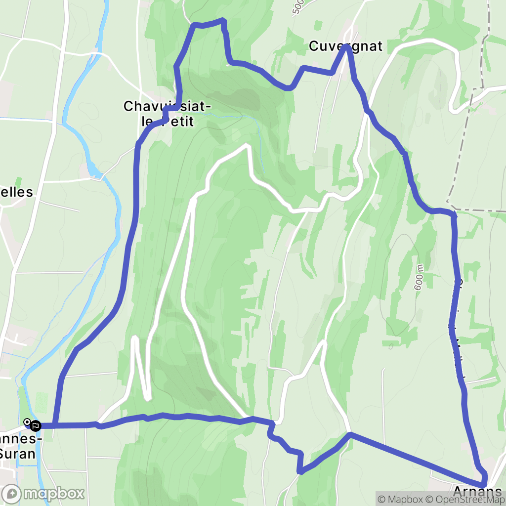 Nivigne et Suran : carte du parcours de randonnée - France