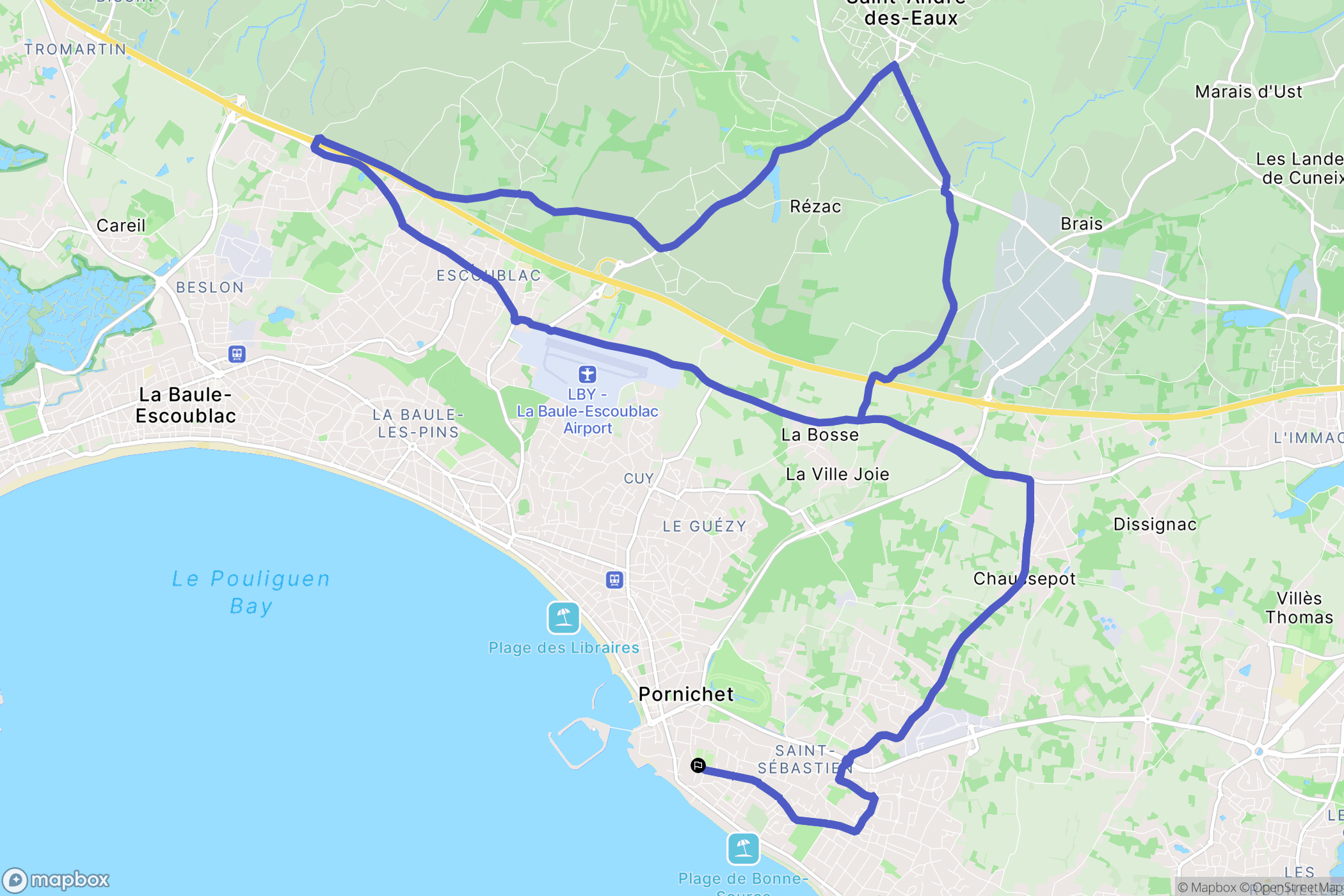 Pornichet : carte du parcours de randonnée - France
