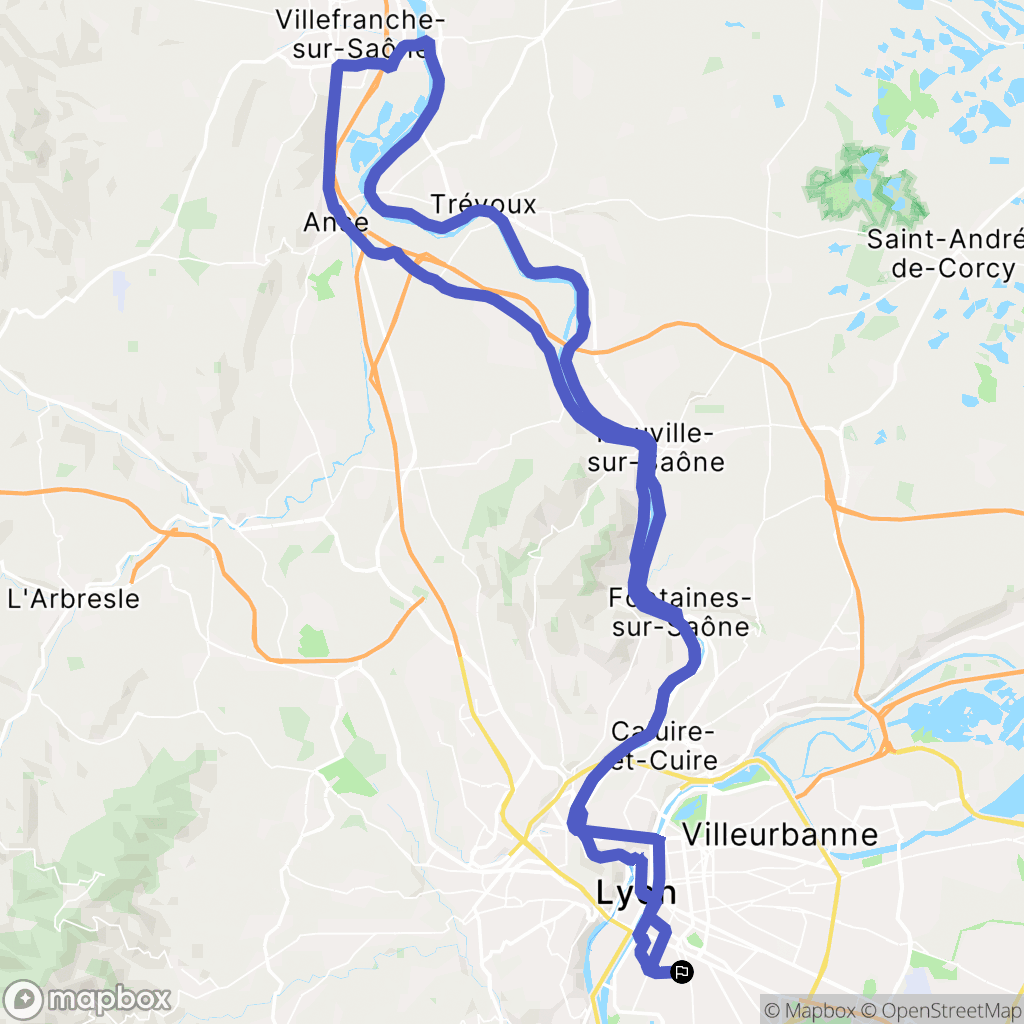 Lyon : carte du parcours de randonnée - France