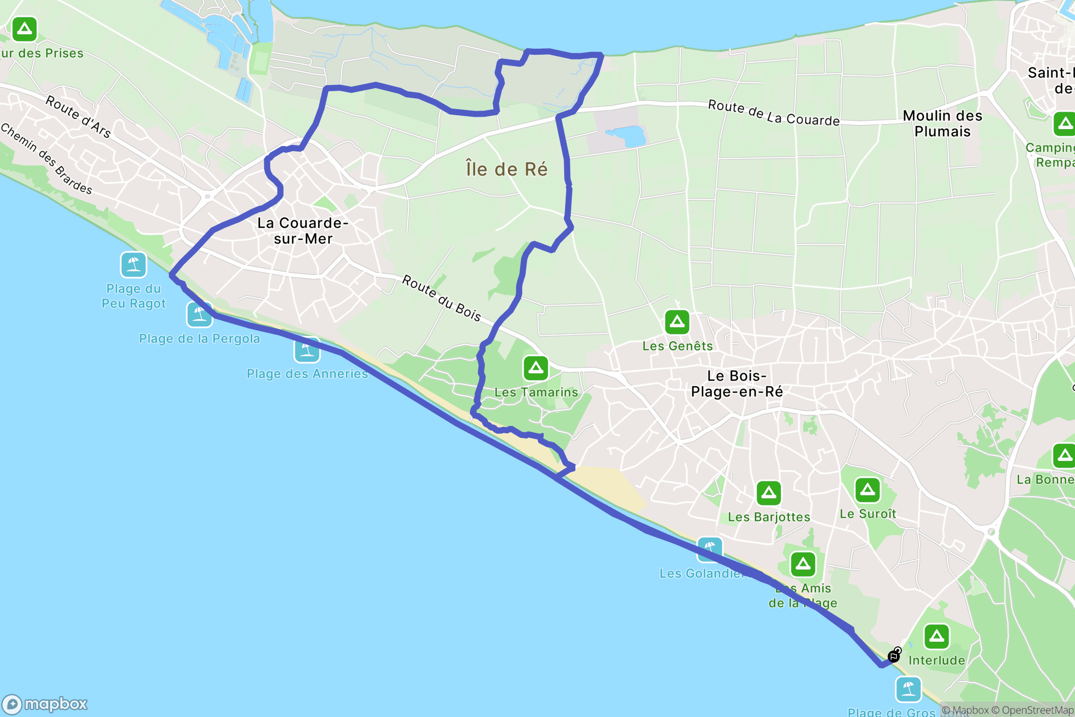 Le Bois-Plage-en-Ré : carte du parcours de randonnée - France