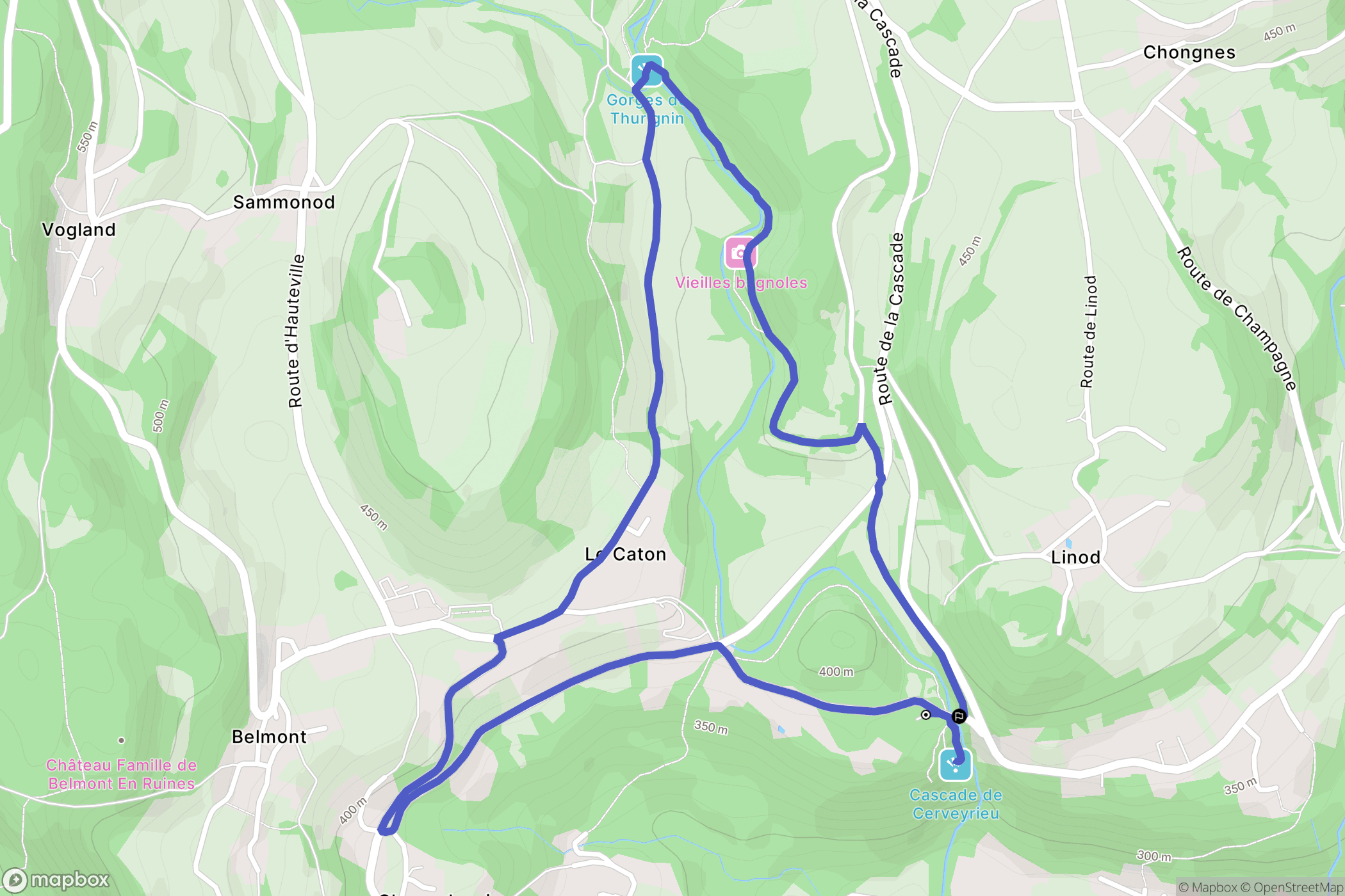 Valromey-sur-Séran : carte du parcours de randonnée - France